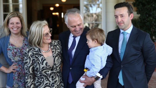 James Brown with his father-in-law, Prime Minister Malcolm Turnbull, at Government House last year.