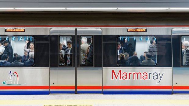 The Marmaray underneath the Bosphorus.



