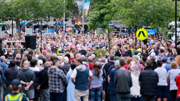 Thousands rallied in Werribee's main street last month to protest against the planned youth prison. 