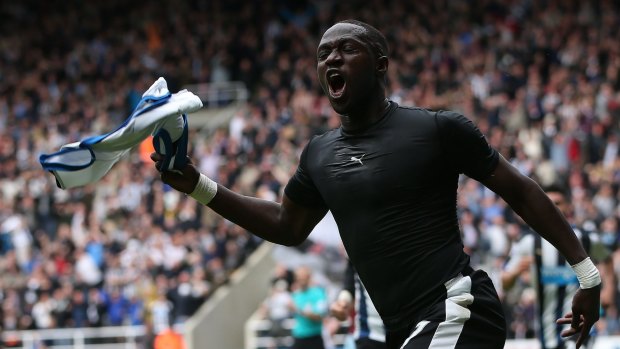 Staying alive: Moussa Sissoko nabbed the first goal in Newcastle's 2-0 win.