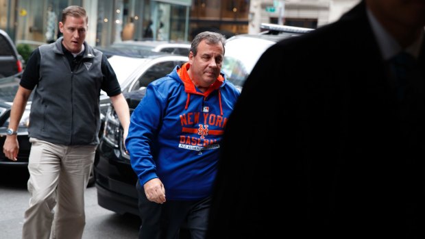 New Jersey Governor Chris Christie arrives at Trump Tower on Saturday.