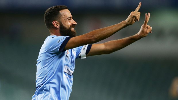 Another one: Alex Brosque's sharp finish opened the scoring.