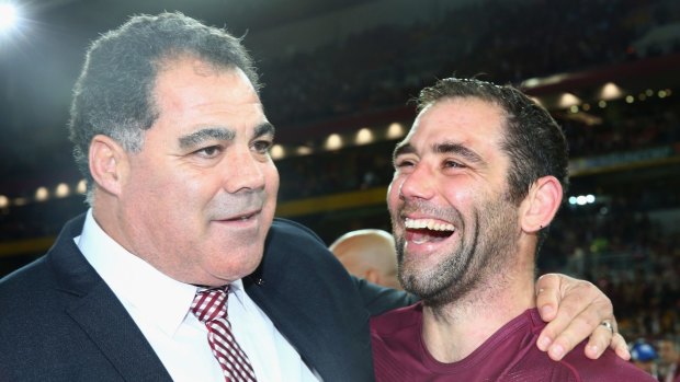 Origin kings: Mal Meninga with Cameron Smith after last year's Origin win.