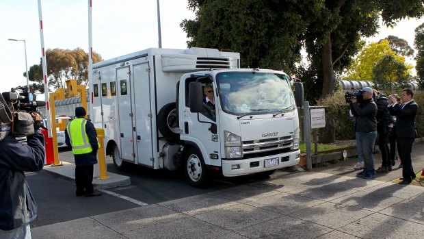 A van leaving Parkville Youth Justice Centre in November.