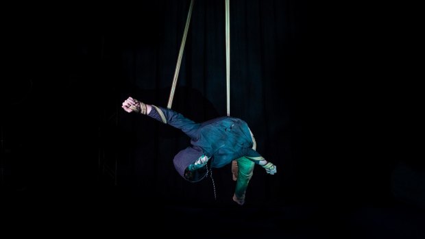 Joshua Strachan puts his gymnastic skills to good use in <i>Polarity</i>, a show that combines theatrical narrative with circus acts.