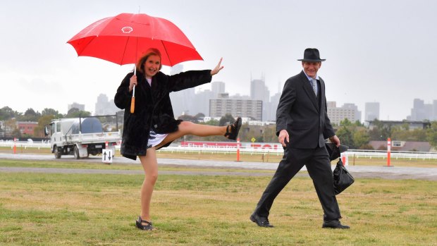 Early arrivals at Flemington on Cup Day.