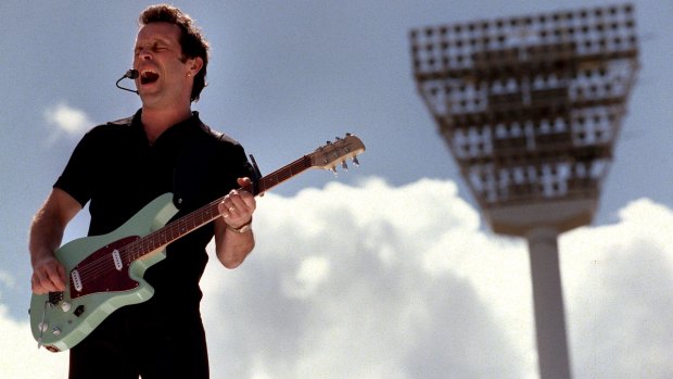 Mark Seymour performing at the MCG. His song 'Holy Grail' is a regular part of the AFL Grand Final.