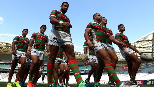 Season gets serious: South Sydney walk from the ground at half-time in the Charity Shield. The NRL concedes a star player can still be listed to play on Tuesday despite being unlikely to take part.
