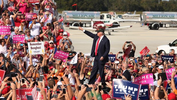 Many of Trump's points became chants that electrified crowds. 