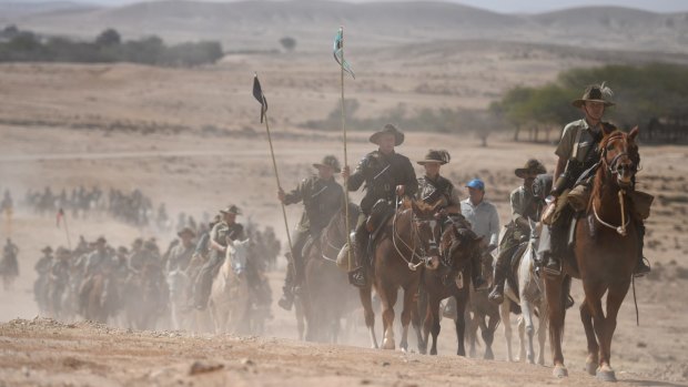 History enthusiasts, many of them descendants of soldiers who fought in the Australian Light Horse Brigade, take part in a reenactment of the battle of Beersheba.
