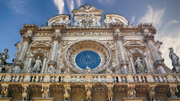 The stunning facade of Basilica di Santa Croce in Lecce.