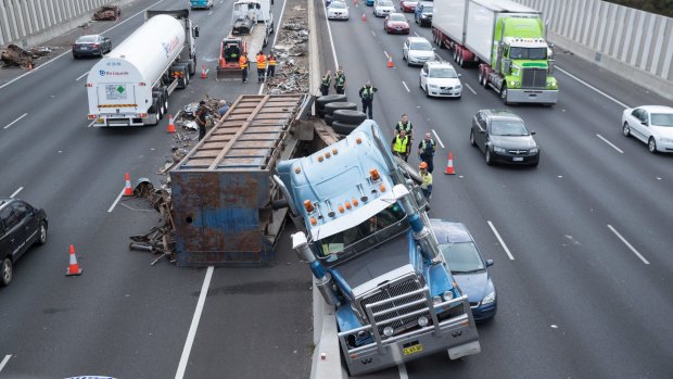 The truck crash caused traffic delays throughout the morning peak.