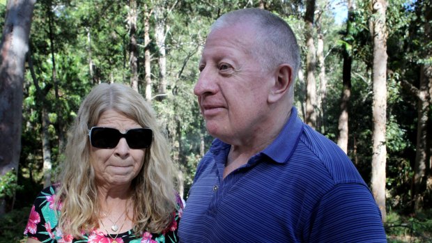 Matthew Leveson's parents, Faye and Mark Leveson, at the search area of Royal National Park.
