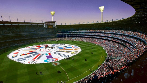 How it could play out: A digitally altered image depicts a twilight AFL grand final.