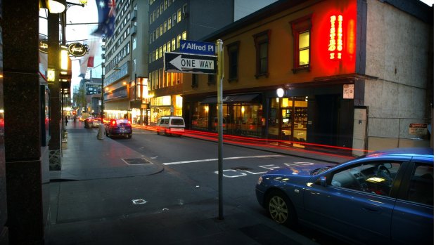 The modern-day corner of Little Collins Street and Alfred Place, where Alma was last seen alive.