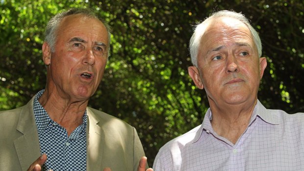Liberal incumbent John Alexander and Prime Minister Malcolm Turnbull in Sydney on Sunday.