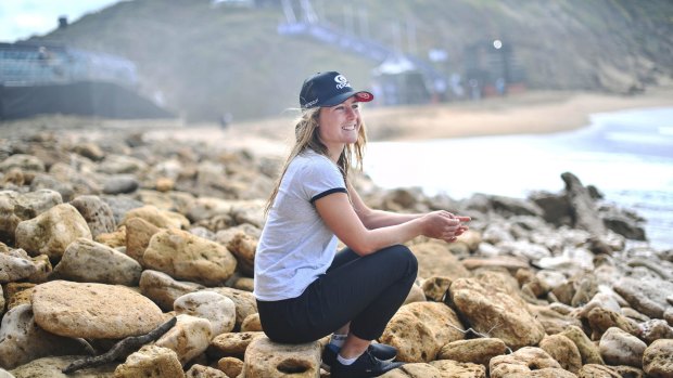 Chilling out: After practice, Victorian surfer Nikki Van Dijk takes a break at Bells Beach.