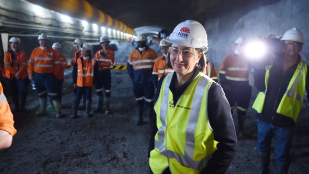 Premier Gladys Berejiklian at a new section of tunnel for the WestConnex toll road.