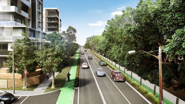 An artist's impression of a redeveloped Gipps Street at Burwood.