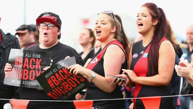 Loyal to the end ... Bombers fans at training.