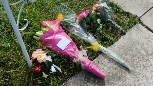 Floral tributes laid outside the Belle Avenue home.