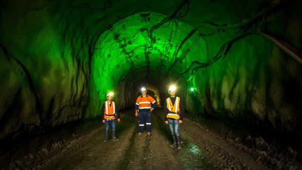 The tunnel leading to the lab, one kilometre underground.