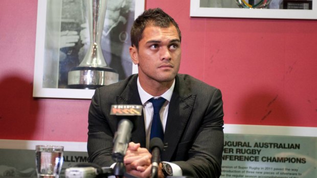 Wallaby prospects in doubt: Karmichael Hunt at a press conference on Friday.