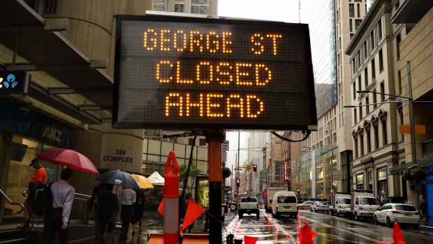 George Street will be closed between Grosvenor and Alfred Street from Friday night due to construction of the light rail line. 