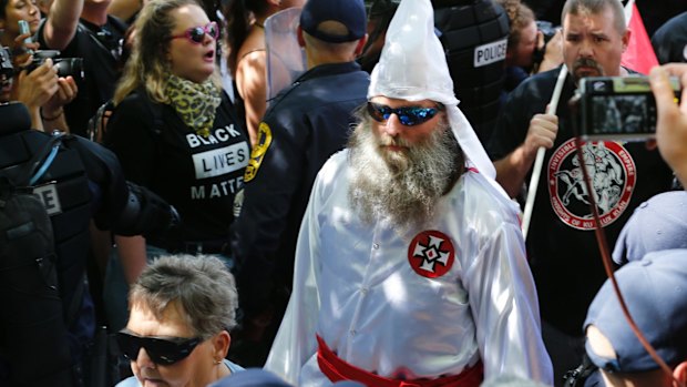 Members of the KKK at the Charlottesville white supremacist rally.