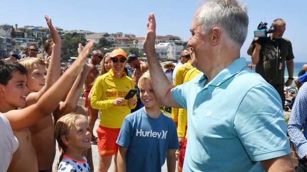 Prime Minister Malcolm Turnbull at Bondi Beach on New Year's Day announcing the funding.
