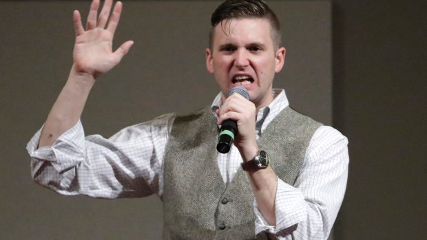 Richard Spencer speaking at the Texas A&M University in 2016.