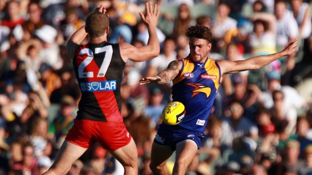 Luke Davis stands the mark during the 2012 NAB Cup.