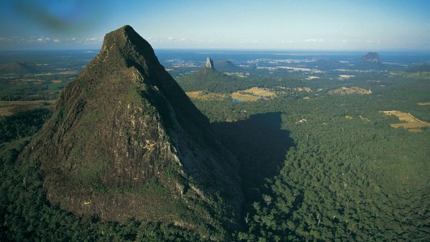 The Glass House Mountains in Queensland were also partly caused by volcanic hot spots.