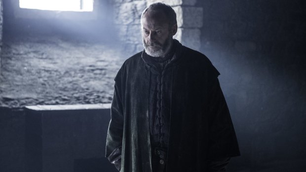 Ser Davos threatens to kill the red witch over Shiren in The winds of Winter.