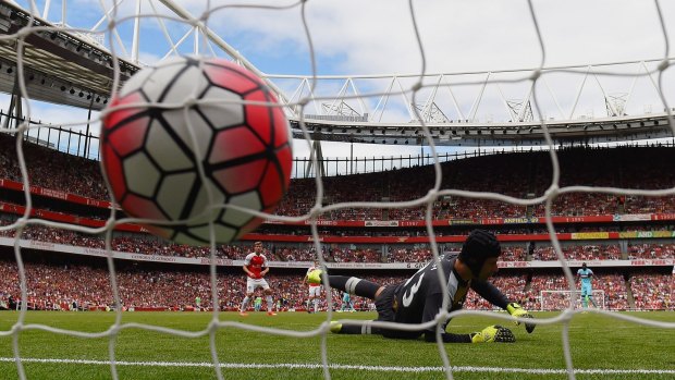 Arsenal keeper Petr Cech fails to stop Mauro Zarate of West Ham United scoring at the Emirates on Sunday.