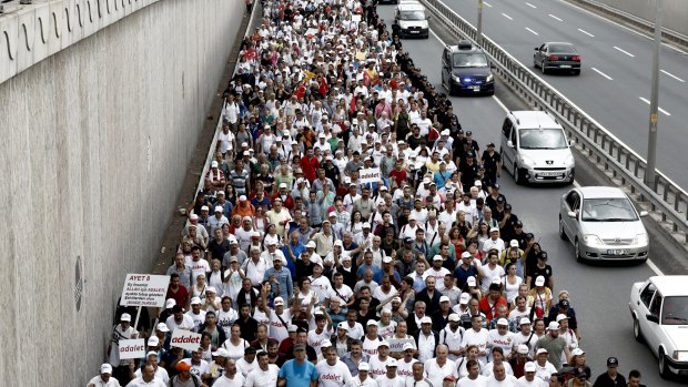 The 425-kilometre march in Turkey has picked up support along the way and is due to end on Sunday.