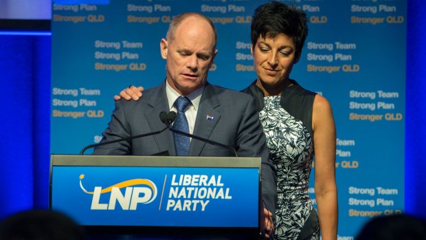 Short reign: Campbell Newman on the night of his 2015 election defeat. 