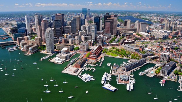 Aerial view of Boston, US.