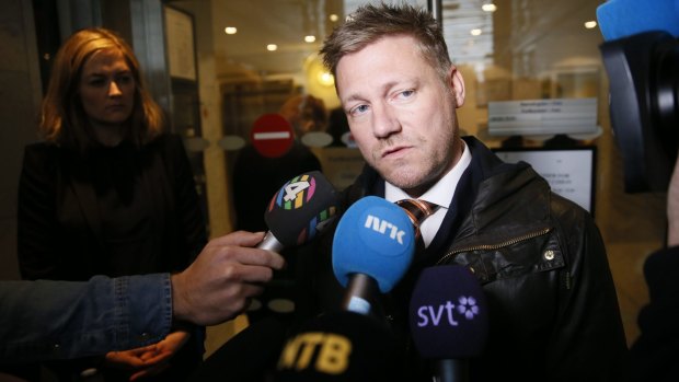 Norway's Attorney General Marius Emberland gives a statement on Wednesday.