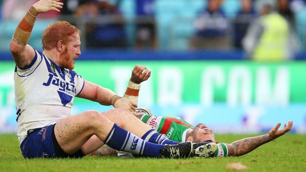 Unfortunate incident: James Graham calls for assistance for the floored Adam Reynolds.