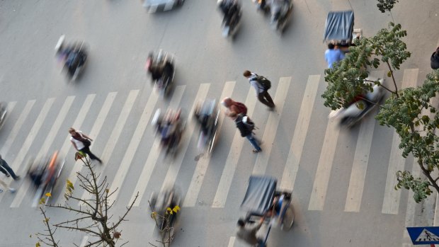 Cities in Vietnam have millions of bikes, consequently crossing the road is known to be a major challange, as no one stops for you on these crossings. 
