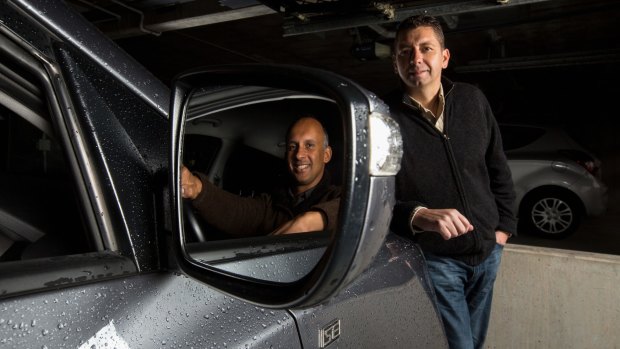  Uber drivers Johann Gunesekera (left) and  Peter Kenyon, who have hearing impairments.