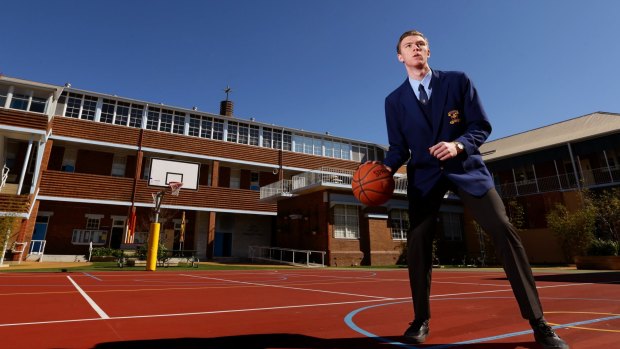 Myles Cherry at his former school St Francis Xavier College in Hamilton. On Wednesday Myles sat his HSC exam in Connecticut.