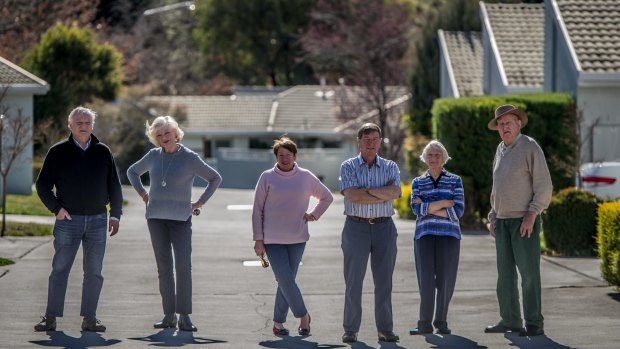 Isaac retirees who are worried about the increased unaffordability of living in Canberra, with huge rates rises. (from left) Don McMiken, Dianne Peacock, Olive and Rod Macleod and Judith and Keith Pearson.