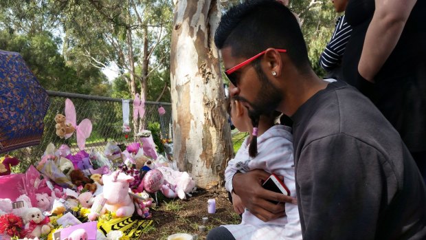 Louis Nash and Ricky Singh, who have two children, came all the way from Melton on Wednesday to remember Sanaya Sahib.