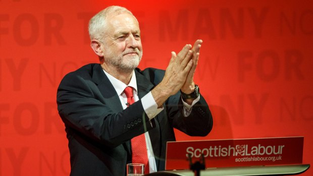 Labour leader Jeremy Corbyn at a rally in Glasgow, Scotland, on Sunday.
