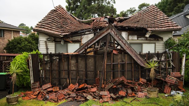 This home in Champion Street, Tennyson, collapsed from the heavy rain on Tuesday.