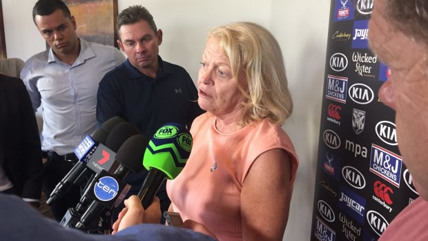 New broom: Lynne Anderson speaks to the media after winning the Canterbury Bulldogs election.