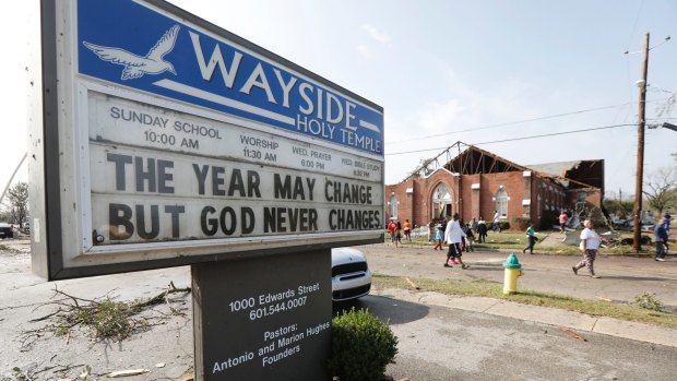 A church's message seems prophetic for the damage suffered in south Mississippi, including Hattiesburg, when a deadly tornado hit the southern part of town.