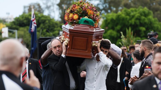 The funeral of the late Aboriginal land rights and health activist Solomon Bellear.